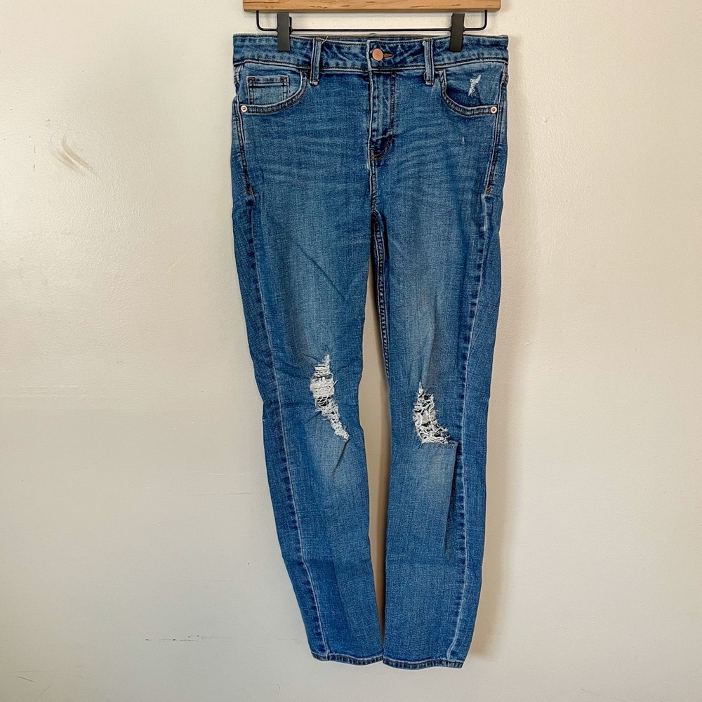 OLD NAVY distressed mid rise skinny jeans